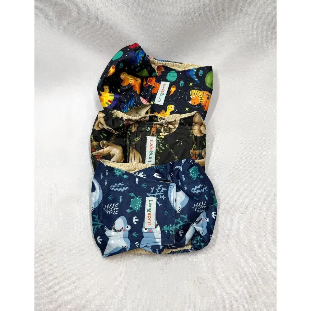 Reusable Male Dog Belly Bands Wrap Diapers Lot Small Sharks Sloths Dinosaurs